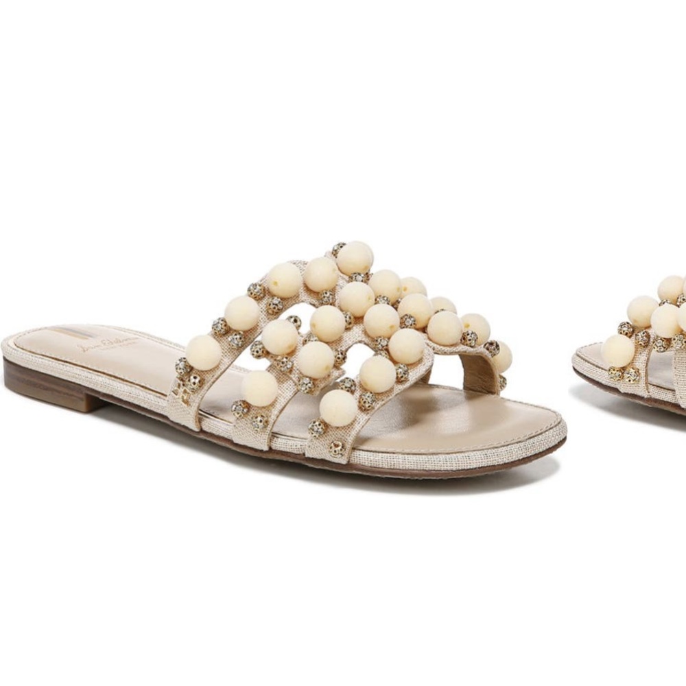 SAM EDELMAN Bay Cutout Cutout Linen Slide Sandal